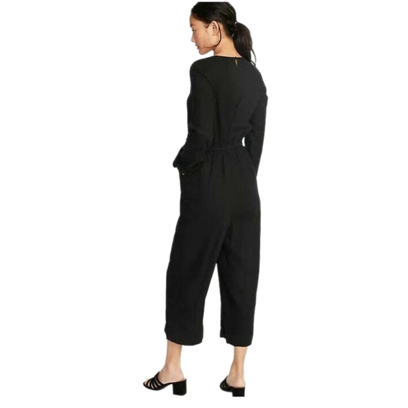 Old Navy Women's Wrap Front Black Jumpsuit - Picture 3 of 8